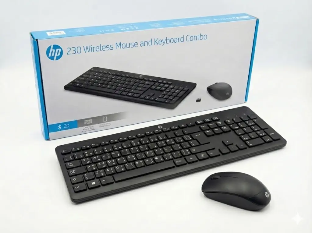 HP 230 Wireless Keyboard and Mouse Combo (Black) – 1600 DPI, English/Arabic