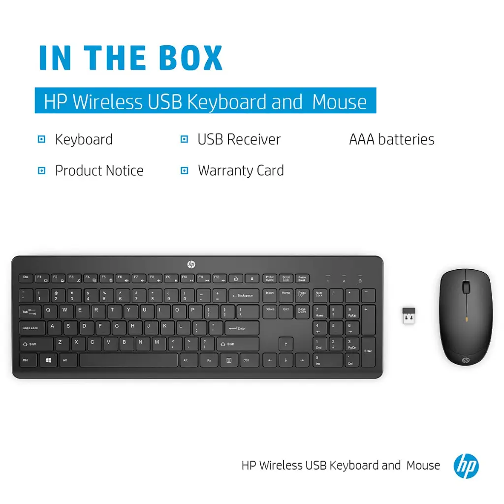 HP 235 Wireless Keyboard and Mouse Combo (Black) – Arabic + English