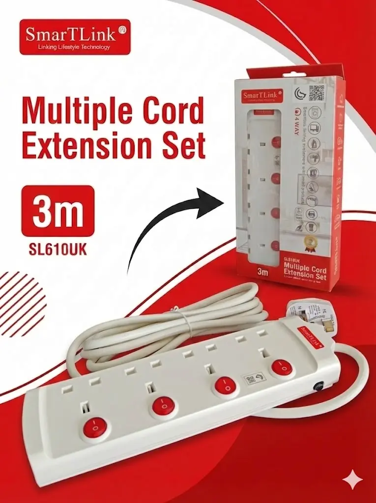SL610UK Socket Smartlink 4way 3M