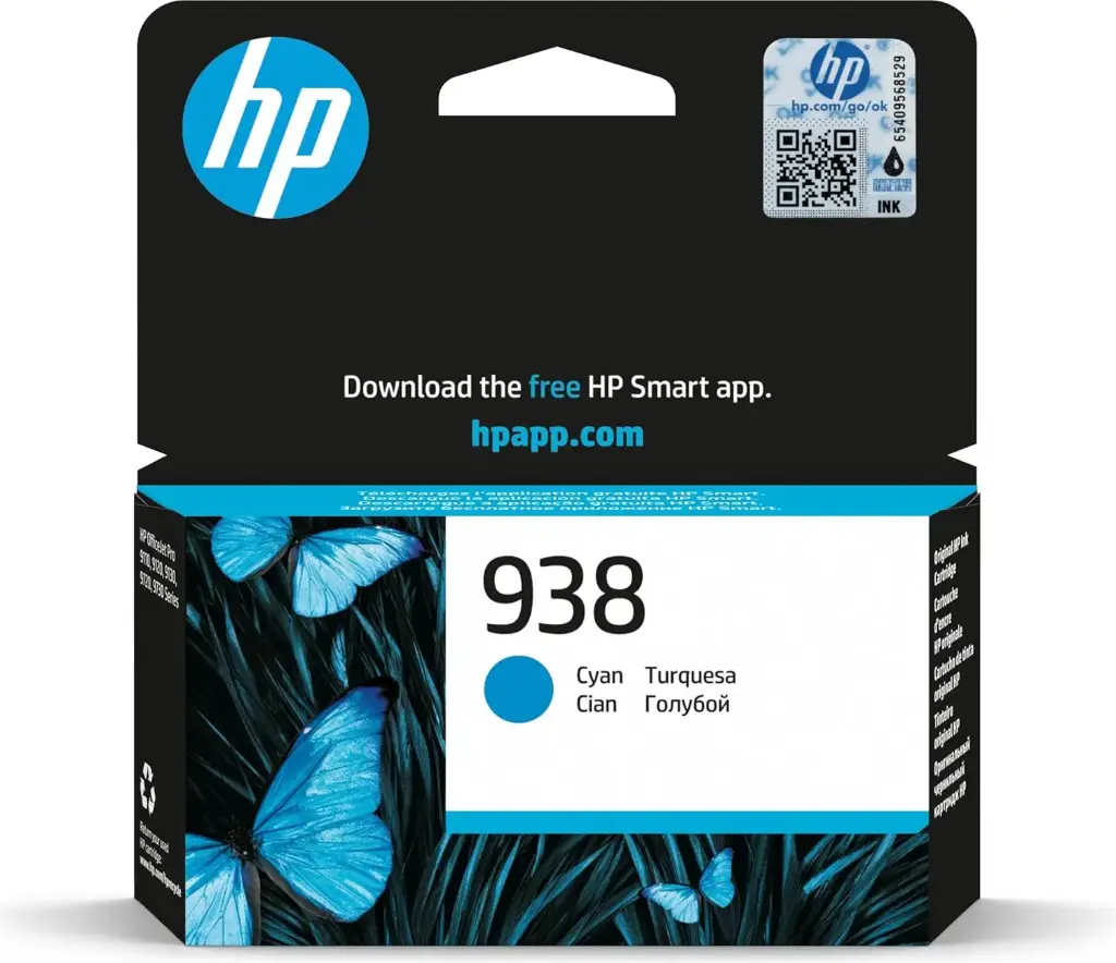 حبر اتش بي 938 سماوي (Cyan) أصلي – 4S6X5PE