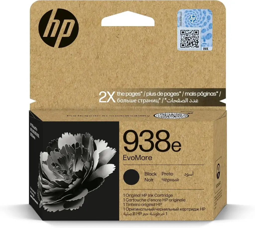 حبر اتش بي اوفيس جت 938e EvoMore أسود (Black) أصلي – 4S6Y1PE