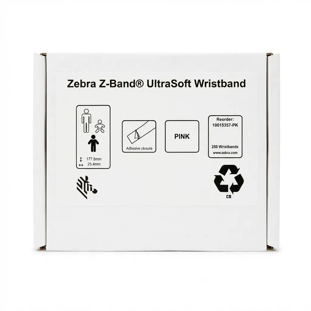 سوار معصم زيبرا Z-Band UltraSoft – لون وردي (عبوة 250 سوار) - 10015357-PK