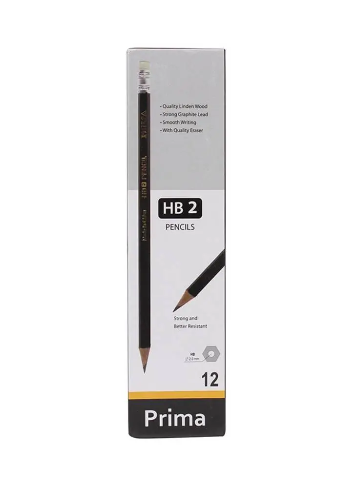 Prima Lead Pencil Black HB2 – Box of 12 (PR-62-8011)