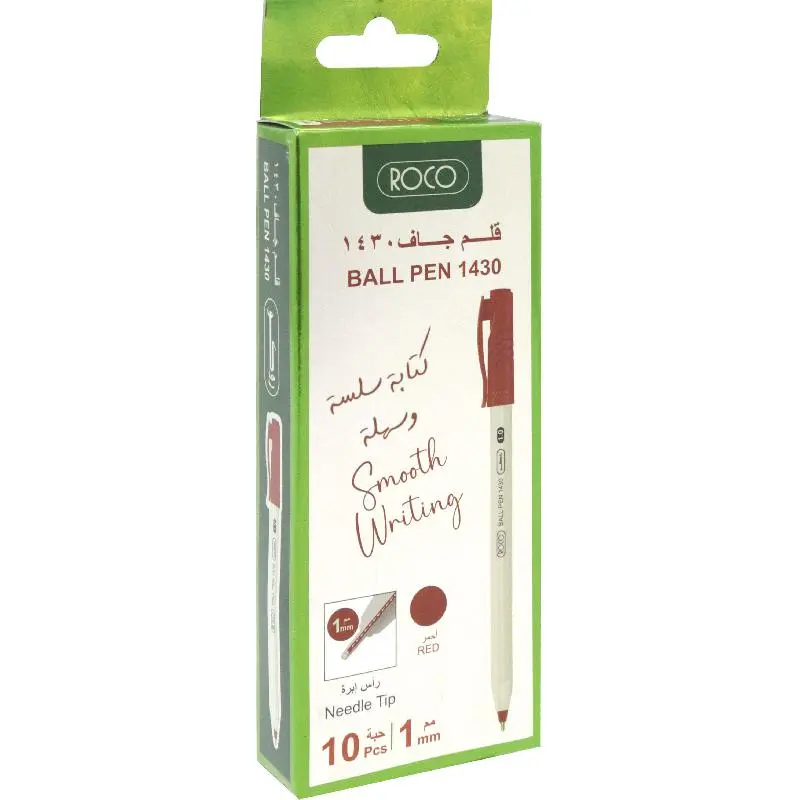 Roco Ball Pen 1430 Red 1mm – 10 Pcs – Code: RQ-285075RED