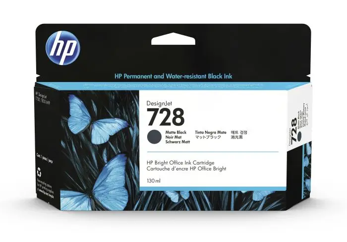 HP 728 Matte Black Plotter Ink T730/T830 130ML-3WX25A