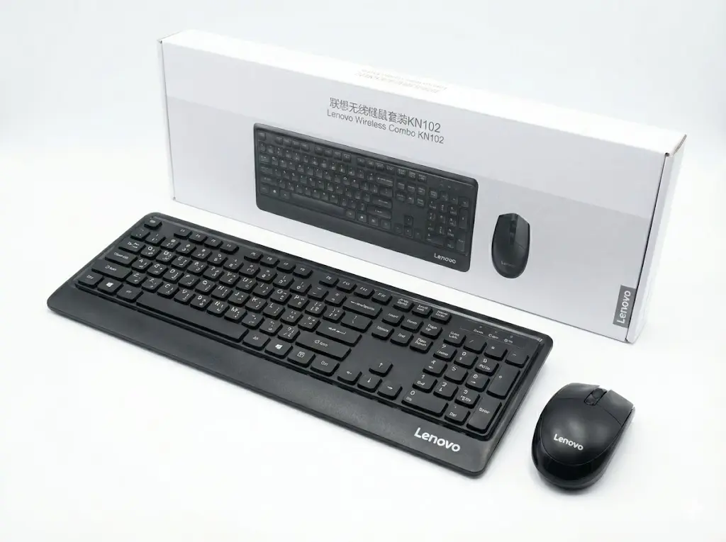 Lenovo KM102 Wireless Keyboard and Mouse Combo (Black) – Arabic + English