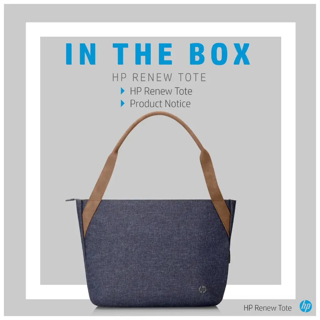HP Renew 14" Navy Tote Bag – Model 1A217AA