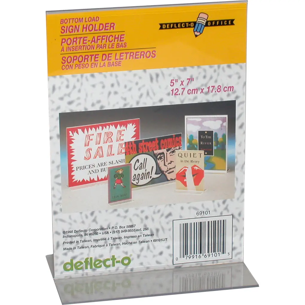 Deflecto Fomies L-Shape Acrylic Table Sign Holder 12.7 × 17.7 cm Clear - 8774