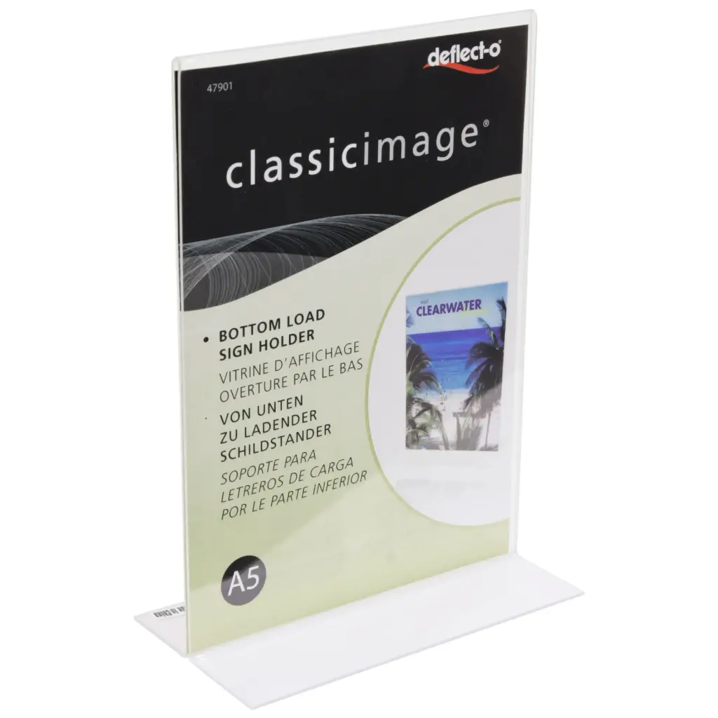 Deflecto Classic Image T-Shape Acrylic Table Sign Holder A5 Size -376248