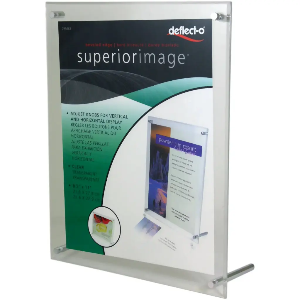 Deflecto Superior Image Straight Acrylic Table Sign Holder Letter Size Clear -303945