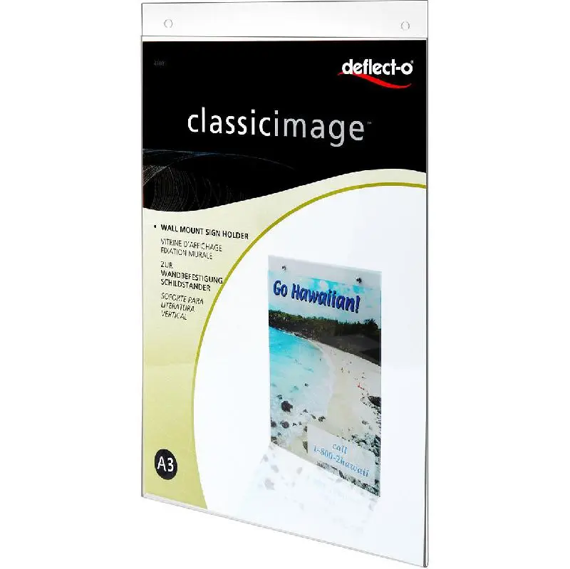Deflecto Classic Image A3 Wall-Mounted Clear Acrylic Sign Holder -472447
