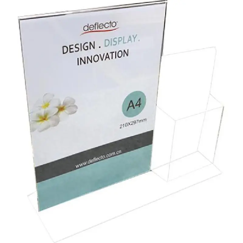 Deflecto Superior Image T-Shape Acrylic Table Sign Holder A4 Size Clear -553536