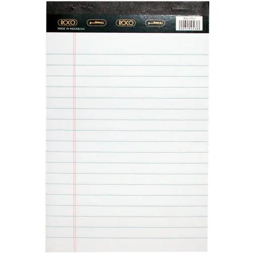 ROCO Plain Writing Notebook A5 80 Pages (40 Sheets) Lined White - 23013