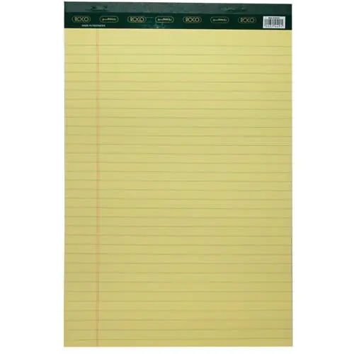 ROCO Plain Writing Notebook F4 80 Pages (40 Sheets) Lined Yellow - 23002