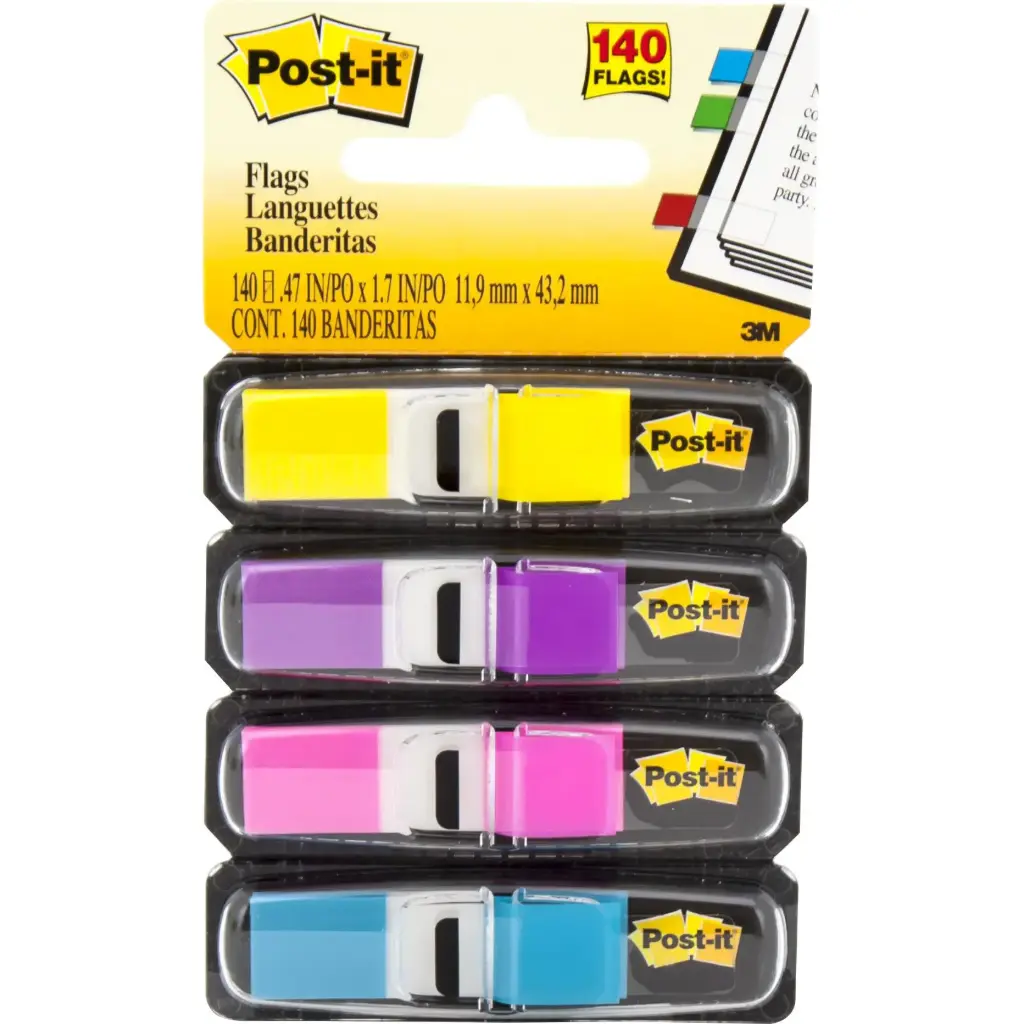 لاصقة ترميز ثري ام بوست-ات علامات للصفحات ألوان متنوعة (4 قطع) - 6834AB