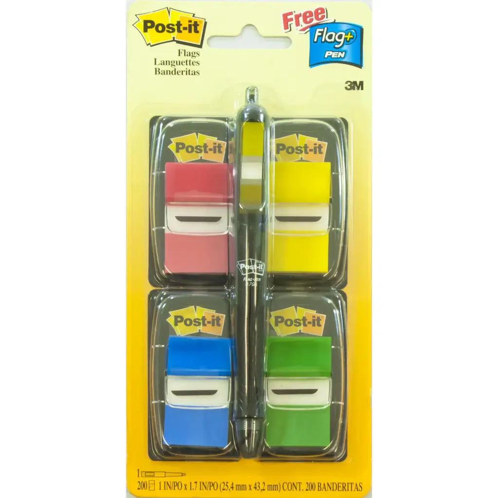 3M Post-it Page Marker Flags Set with Pen Assorted Colors - 680RYBGVA
