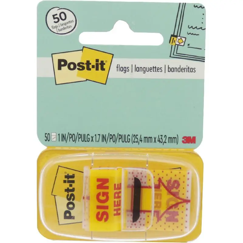 3M Post-it Page Marker Flags "Sign Here" Yellow - 6809