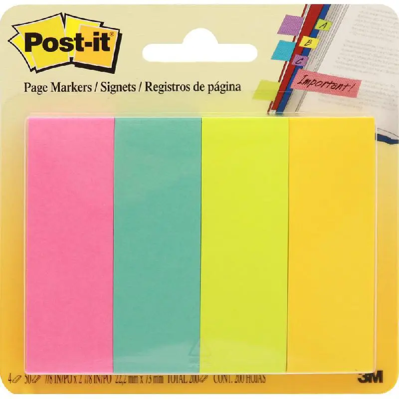 3M Post-it Page Marker Flags Assorted Colors - 6714AU