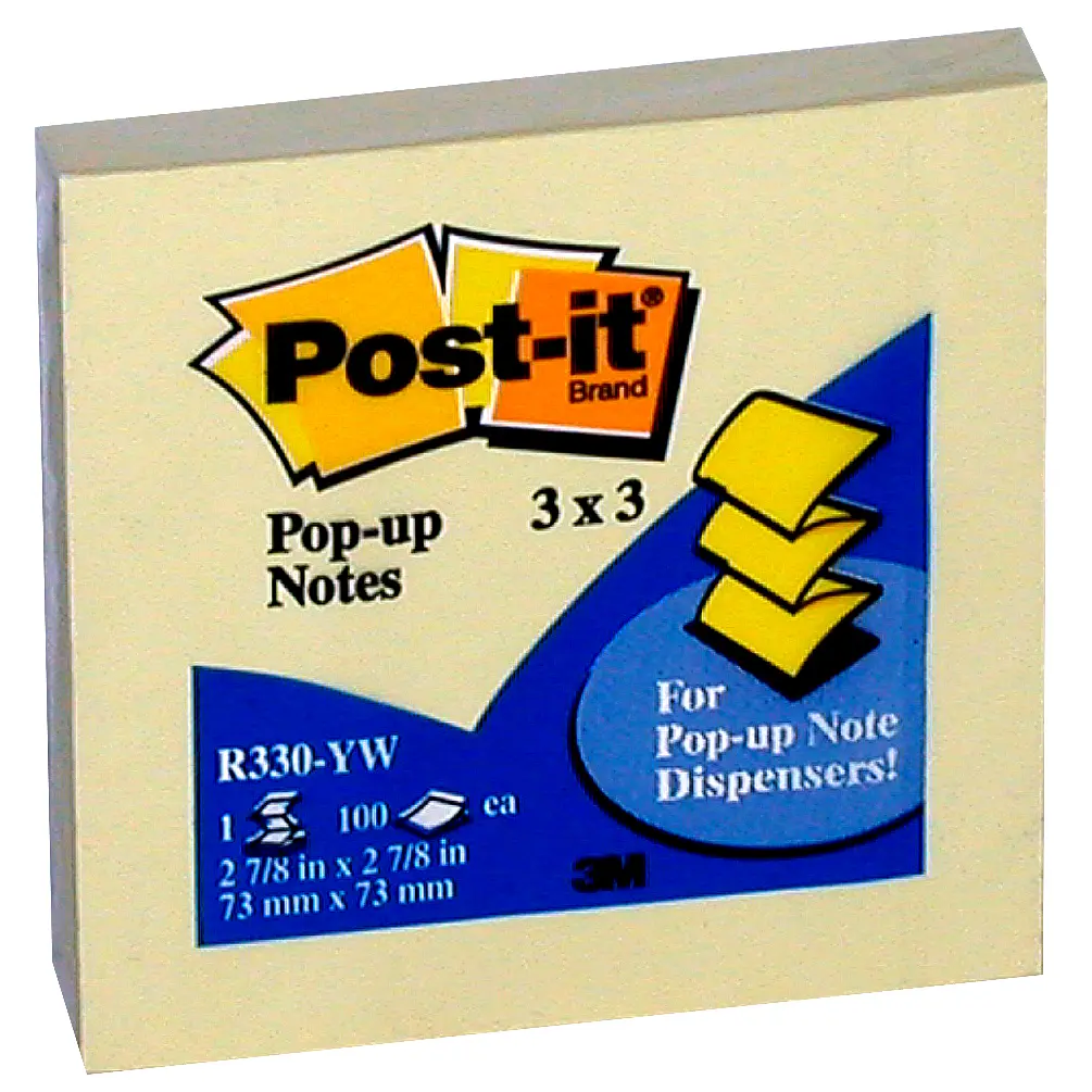 3M Post-it R330 Pop-Up Sticky Notes Yellow Square 3 x 3 Inch (100 Sheets) - R330