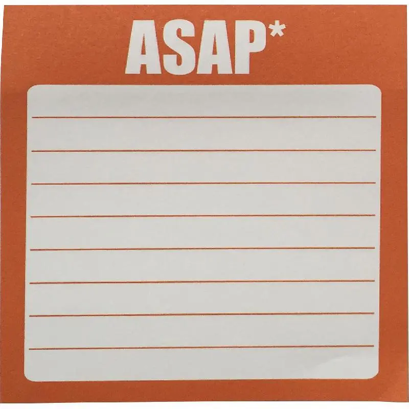 ورق ملاحظات لاصقة روكو  مسطر مطبوع "ASAP" أبيض/أحمر - ST7676
