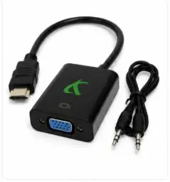 [Adapter HDMI To VGA] محول Fujishka HDMI إلى VGA النشط مع منفذ صوت 3.5 مم – دقة تصل إلى ‎1080@60Hz‎