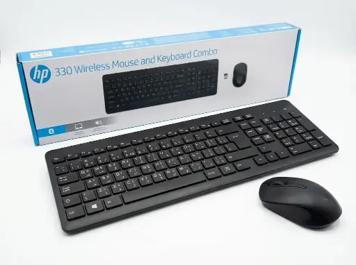 [Mouse 330] لوحة مفاتيح وفأرة اتش بي اللاسلكية 330 (أسود) عربي + إنجليزي