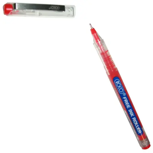 [RQ-28520RED Roller ball Pen Red] قلم روكو رولر حبر حر  0.7 مم أحمر – عبوة 12 – الكود: RQ-28520RED
