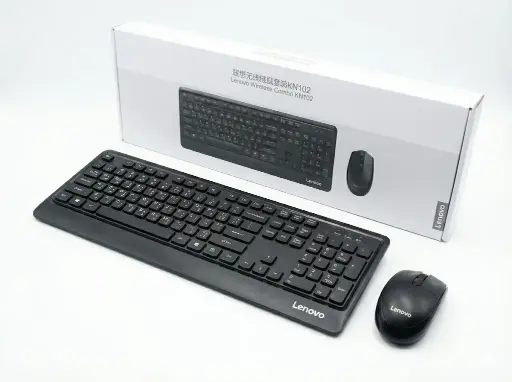 [Lenovo KM102 Keyboard + Mouse] لوحة مفاتيح وفأرة لينوفو اللاسلكية KM102 – (أسود) عربي + إنجليزي
