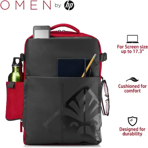 [Omen Backpack 17.3''] حقيبه لابتوب HP Omen للألعاب مقاس 17.3 بوصة – أحمر