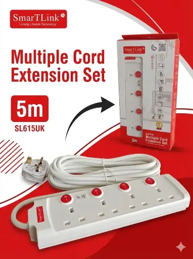 [SL615UK] توصيله كهربائيه سمارت لينك 4 مخارج بطول 5 متر