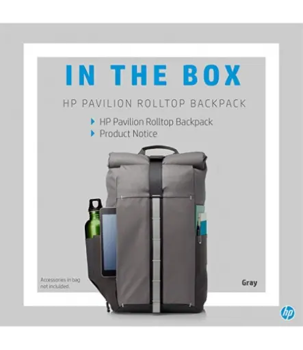 HP Pavilion Rolltop Grey Laptop Backpack (5EE90AA)