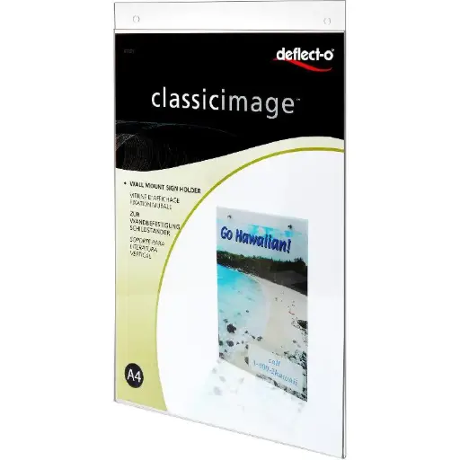 Deflecto Classic Image A4 Wall-Mounted Clear Acrylic Sign Holder - 472444