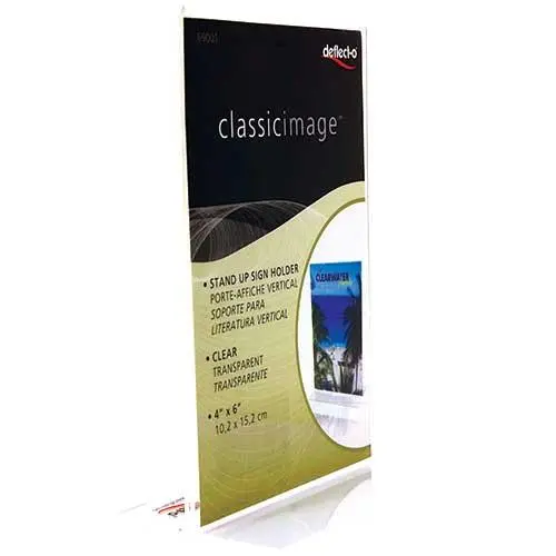 Deflecto Classic Image T-Shape Acrylic Table Sign Holder 10 × 15 cm Clear -376239