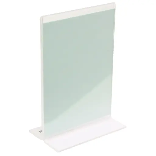 Deflecto Dial T-Stand Sign Holder with Pocket 8.89 × 12.7 cm Clear -376376