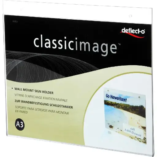 Deflecto Classic Image A3 Wall-Mounted Clear Acrylic Sign Holder -472445