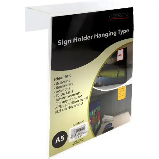 Deflecto Hanging Mount Acrylic Sign Holder A5 Size Clear -515175
