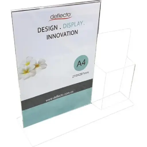 Deflecto Superior Image T-Shape Acrylic Table Sign Holder A4 Size Clear -553536