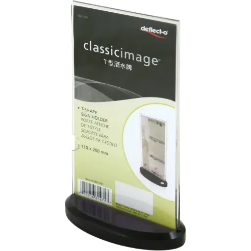 Deflecto Classic Image T-Shape Acrylic Table Sign Holder 11 × 20 cm Clear -328262