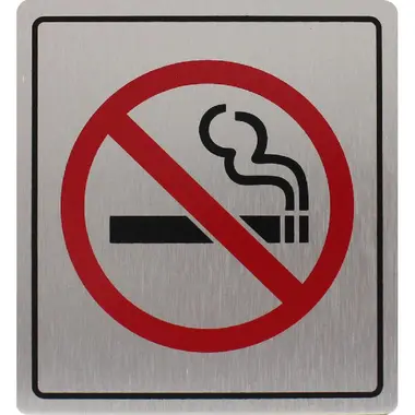 Deflecto No Smoking Self-Adhesive Sign Bilingual (Arabic/English) Silver/Red -565300