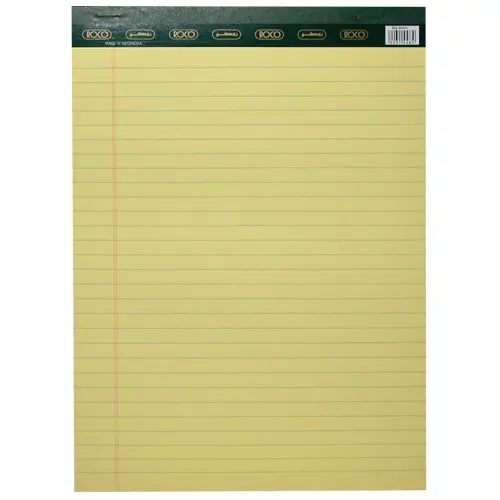 ROCO Plain Writing Notebook A4 80 Pages (40 Sheets) Lined Yellow - 23001