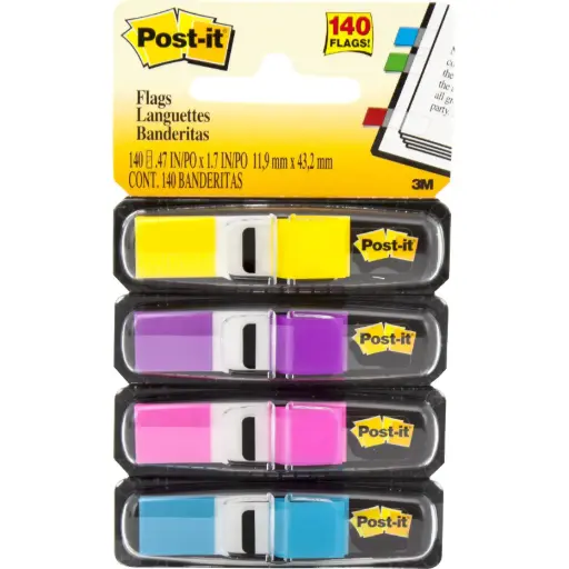 لاصقة ترميز ثري ام بوست-ات علامات للصفحات ألوان متنوعة (4 قطع) - 6834AB