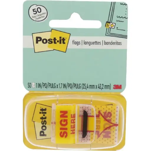3M Post-it Page Marker Flags "Sign Here" Yellow - 6809